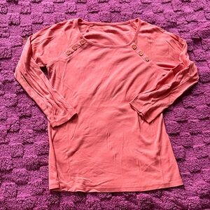 Talbots Peach Colored Long Sleeve Top Womens Size Small